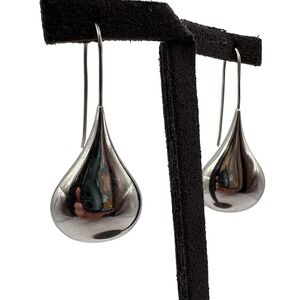 Beau Sterling Silver Teardrop Dangle Drop Earrings French Hook 3.73g 0.92in